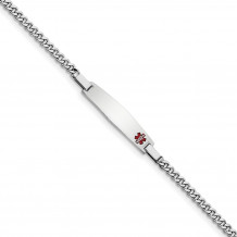 Quality Gold Sterling Silver Rhod-plated Children's Medical ID Bracelet  Curb Link - XSM54-6