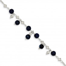 Quality Gold Sterling Silver Shade Crystal Lapis Anklet Bracelet - QG1396-9