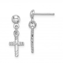 Quality Gold Sterling Silver Rhodium-plated Polished Cross Post Dangle Earrings - QE12941