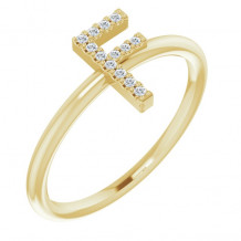 14K Yellow .06 CTW Diamond Initial F Ring - 1238346026P