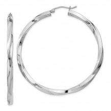 Quality Gold Sterling Silver Rhodium-plated 3mm Polished Twisted Hoop Earrings - QE4589