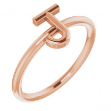 14K Rose Initial J Ring - 51895157P