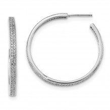 Quality Gold Sterling Silver Rhodium-plated CZ 30x3mm Hoop Earrings - QE13743