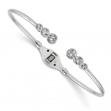 Quality Gold Sterling Silver Rhodium-plated CZ Hinged Bangle Cuff Bracelet - QG4623