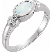 14K White Opal & .03 CTW Diamond Accented Ring - 7113370000P