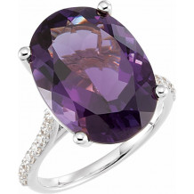 14K White Amethyst & 1/4 CTW Diamond Ring - 71722605P