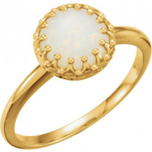 14K Yellow 8 mm Round Opal Ring - 7156070001P