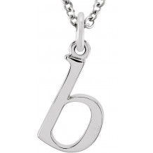 14K White Lowercase Initial b 16 Necklace - 8578070004P