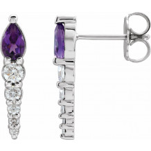 14K White Amethyst & 1/4 CTW Diamond Earrings - 870256009P