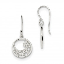 Quality Gold Sterling Silver Circle Clover & Celtic Knot Dangle Earrings - QE13567