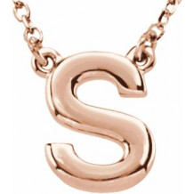 14K Rose Block Initial S 16 Necklace - 8463460018P