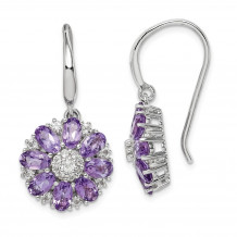 Quality Gold Sterling Silver Rhodium-plated Amethyst & White Topaz Dangle Earrings - QE14271