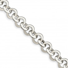 Quality Gold Sterling Silver 7.5inch Polished Fancy Circular Link Bracelet - QH308-7.5