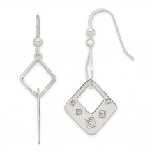 Quality Gold Sterling Silver Polished Geometric Dangle Earrings - QE14837