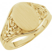 14K Yellow 12.8x9 mm Oval Signet Ring - 50456296595P