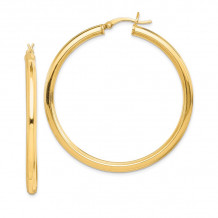 Quality Gold Sterling Silver Gold-flashed 45mm Grooved Hoop Earrings - QE6683