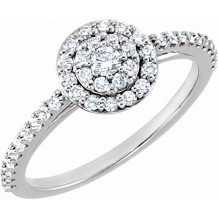 14K White 1/2 CTW Diamond Cluster Halo-Style Engagement Ring - 122023125P