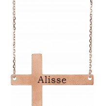 14K Rose Sideways Cross 16-18 Necklace - 86570106P