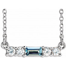 14K White Aquamarine & 1/5 CTW Diamond 18 Necklace - 86838695P