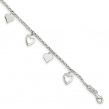 Quality Gold Sterling Silver Polished Heart Bracelet - QG3262-7.5