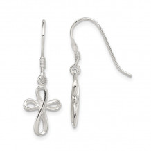 Quality Gold Sterling Silver Polished Cross Dangle Earrings - QE6912