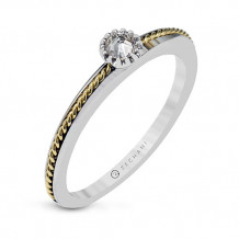 Zeghani Two Tone Cable Ring With Rose Cut Diamond Center