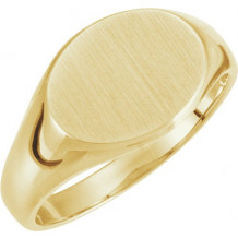 14K Yellow 12x9 mm Oval Signet Ring - 554537887P