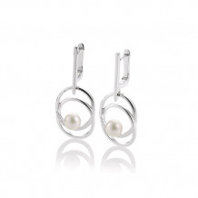 14k White Gold Breuning Cultured Pearl Drop Earrings