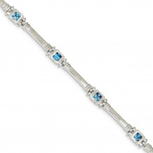 Quality Gold Sterling Silver Rhodium-plated Blue Topaz Bracelet - QX160BT