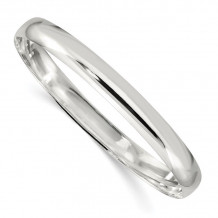 Quality Gold Sterling Silver 7mm Solid Polished Plain Slip-On Bangle Bracelet - QB240