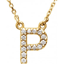 14K Yellow Initial P 1/6 CTW Diamond 16 Necklace - 67311141P