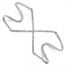 Quality Gold Sterling Silver Rhodium-plated CZ X Slip-on Cuff Bangle Bracelet - QB1216