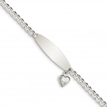Quality Gold Sterling Silver  Heart Charm ID Bracelet - QID205-7.5
