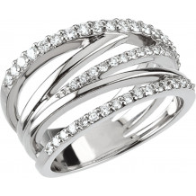 14K White 1/2 CTW Diamond Criss Cross Ring - 67406121556P