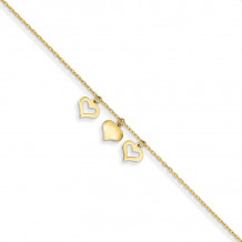Quality Gold 14k 3 Hearts  Extension Anklet - ANK233-10