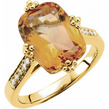 14K Yellow Citrine & .08 CTW Diamond Ring - 6724060001P