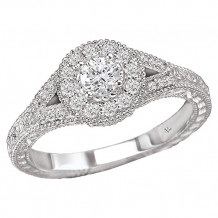 14k White Gold Halo Semi-Mount Diamond Engagement Ring