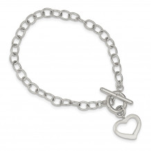 Quality Gold Sterling Silver Open Link Heart Bracelet - QG3278-8.5