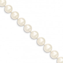 Quality Gold 14k White Near Round Freshwater Cultured Pearl Bracelet - WPN100-7.5