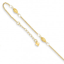 Quality Gold 14k Circle Chain Diamond Cut Rice Puff Beads  Anklet - ANK272-9