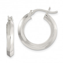 Quality Gold Sterling Silver 20mm Knife Edge Hoop Earrings - QE6501