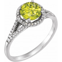 14K White Peridot & 1/5 CTW Diamond Ring - 65130070011P