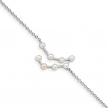 Quality Gold Sterling Silver Rhod-plat 8 2-3mm FWC Pearl Capricorn Bracelet - QG5098-7