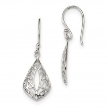 Quality Gold Sterling Silver Filigree Teardrop Dangle Shepherd Hook Earrings - QE13628