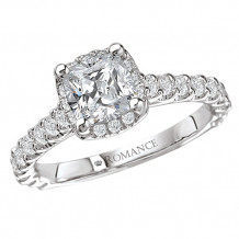 Romance 18k White Gold Halo Semi Mount Diamond Engagement Ring