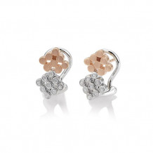 14k Two Tone Gold Breuning Diamond Cluster Earrings