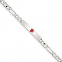 Quality Gold Sterling Silver Polished Medical Figaro Anchor Link ID Bracelet - XSM160-7.5