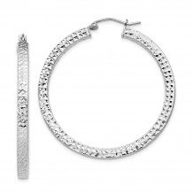 Quality Gold Sterling Silver Rhodium-plated  3x40mm Square Tube Hoop Earrings - QE8137