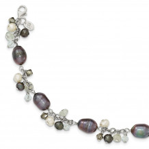Quality Gold Sterling Silver Crystal  FW Cultured Pearl Bracelet - QH2331-8