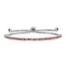 Quality Gold Sterling Silver Rhodium-plated January Birthstone Red CZ Adj Bracelet - QG4757JAN